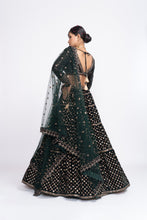 Load image into Gallery viewer, Deep green floral lehenga set