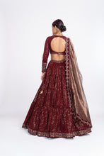 Load image into Gallery viewer, Maroon dense dot lehenga set