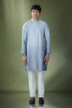 Load image into Gallery viewer, Powder Blue Ombre High-Neck Embroidered Kurta Set
