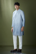 Load image into Gallery viewer, Powder Blue Ombre High-Neck Embroidered Kurta Set
