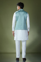Load image into Gallery viewer, Teal Blue Quilted Kurta-Jacket Set
