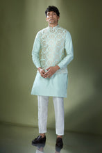 Load image into Gallery viewer, Sea Green Embroidered Kurta-Jacket Set
