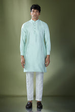 Load image into Gallery viewer, Sea Green Embroidered Kurta-Jacket Set
