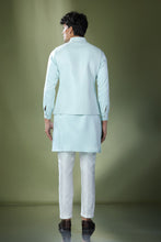 Load image into Gallery viewer, Aqua Blue Embroidered Kurta-Jacket Set
