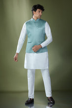 Load image into Gallery viewer, Teal Blue Quilted Kurta-Jacket Set
