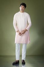 Load image into Gallery viewer, Peach Ombre High-Neck Embroidered Kurta Set
