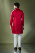 Load image into Gallery viewer, Cherry Red Mirror Embroidered Kurta Set
