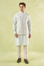 Load image into Gallery viewer, Mint Green Embroidered Kurta-Bundi Set
