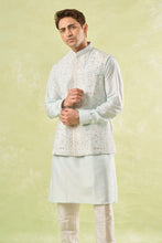 Load image into Gallery viewer, Mint Green Embroidered Kurta-Bundi Set
