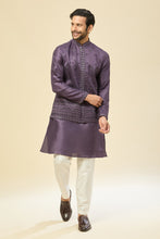 Load image into Gallery viewer, Purple Embroidered Kurta-Jacket Set
