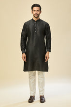 Load image into Gallery viewer, Black Embroidered Kurta-Jacket Set
