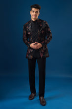 Load image into Gallery viewer, Coal Velour Bandhgala Set
