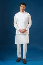 Load image into Gallery viewer, Off White Embroidered Kurta-Bundi Set
