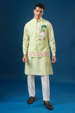 Load image into Gallery viewer, Pista Green Embroidered Kurta-Bundi Set
