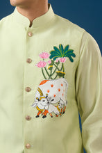 Load image into Gallery viewer, Pista Green Embroidered Kurta-Bundi Set
