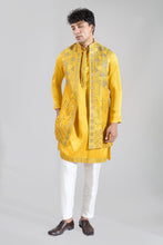Load image into Gallery viewer, Yellow Embroidered Kurta-Jacket Set
