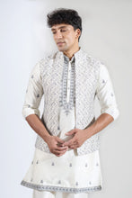 Load image into Gallery viewer, Off White Embroidered Kurta-Jacket Set
