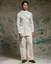 Load image into Gallery viewer, SILVER SANDWASH DRAPE SHIRT SET

