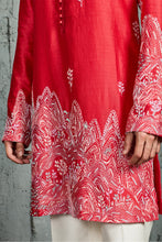 Load image into Gallery viewer, Red Gulrang Ridge Kurta Set
