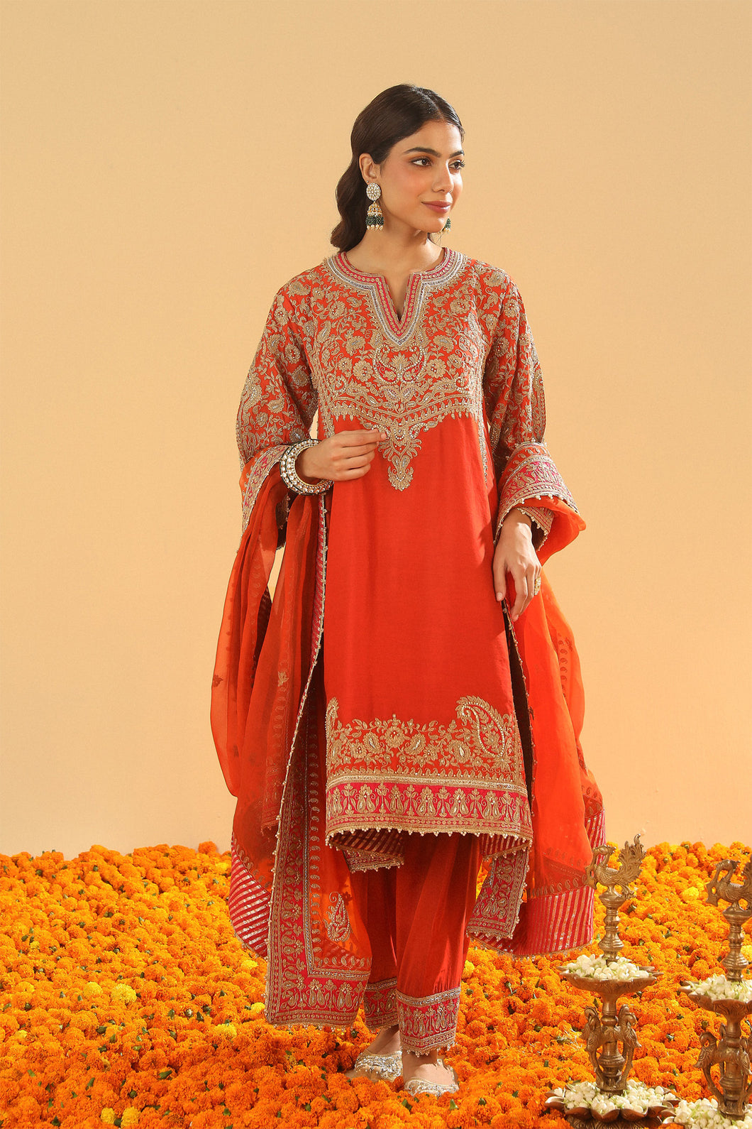 Irha - Short Chauga with Khada Dupatta