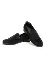 Load image into Gallery viewer, Obsidian Bloom Velvet Embroidered Shoes
