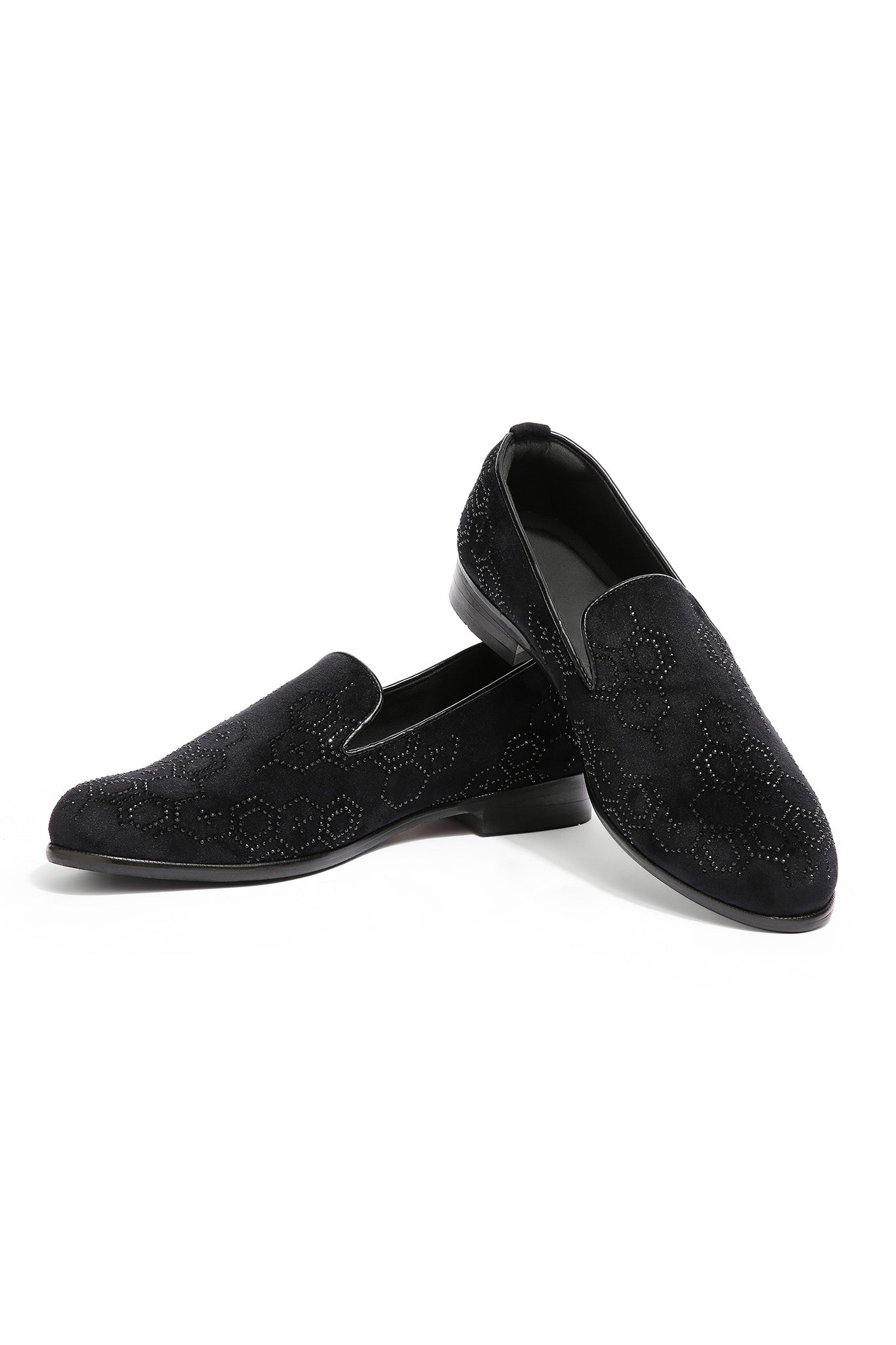 Obsidian Bloom Velvet Embroidered Shoes