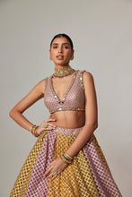 Load image into Gallery viewer, MUSTARD MULTICOLOR CROP TOP WITH SKIRT
