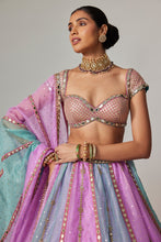 Load image into Gallery viewer, MAUVE MULTICOLOR SEQUINS SCATTER LEHENGA WITH CAP SLEEVE BLOUSE
