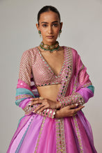 Load image into Gallery viewer, MAUVE MULTICOLOR LINEAR LEHENGA WITH V NECK BLOUSE
