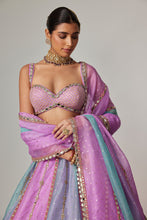 Load image into Gallery viewer, MAUVE MULTICOLOR SEQUIN SCATTERED LEHENGA WITH SWEETHEART NECK BLOUSE
