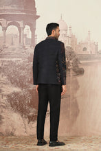 Load image into Gallery viewer, Azalea Black Linen Embroidered Bandhgala Set
