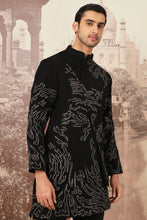 Load image into Gallery viewer, Midnight Waves Asymmetrical Zari Dori Kurta Set
