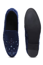 Load image into Gallery viewer, Celestial Navy Velvet Slip-Ons
