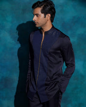 Load image into Gallery viewer, Midnight Blue hand embroidered concept blazer set
