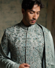 Load image into Gallery viewer, Chateau Gray hand embroidered sherwani set
