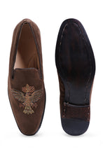 Load image into Gallery viewer, Falcon Crest Tan Velvet Slip-Ons
