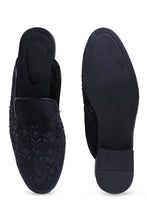 Load image into Gallery viewer, Midnight Geometry Velvet Mules
