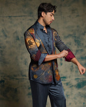 Load image into Gallery viewer, Charcoal Blue Hand painted concept blazer set
