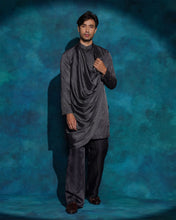 Load image into Gallery viewer, Charcoal Gray hand embroidered contemporary jacket set
