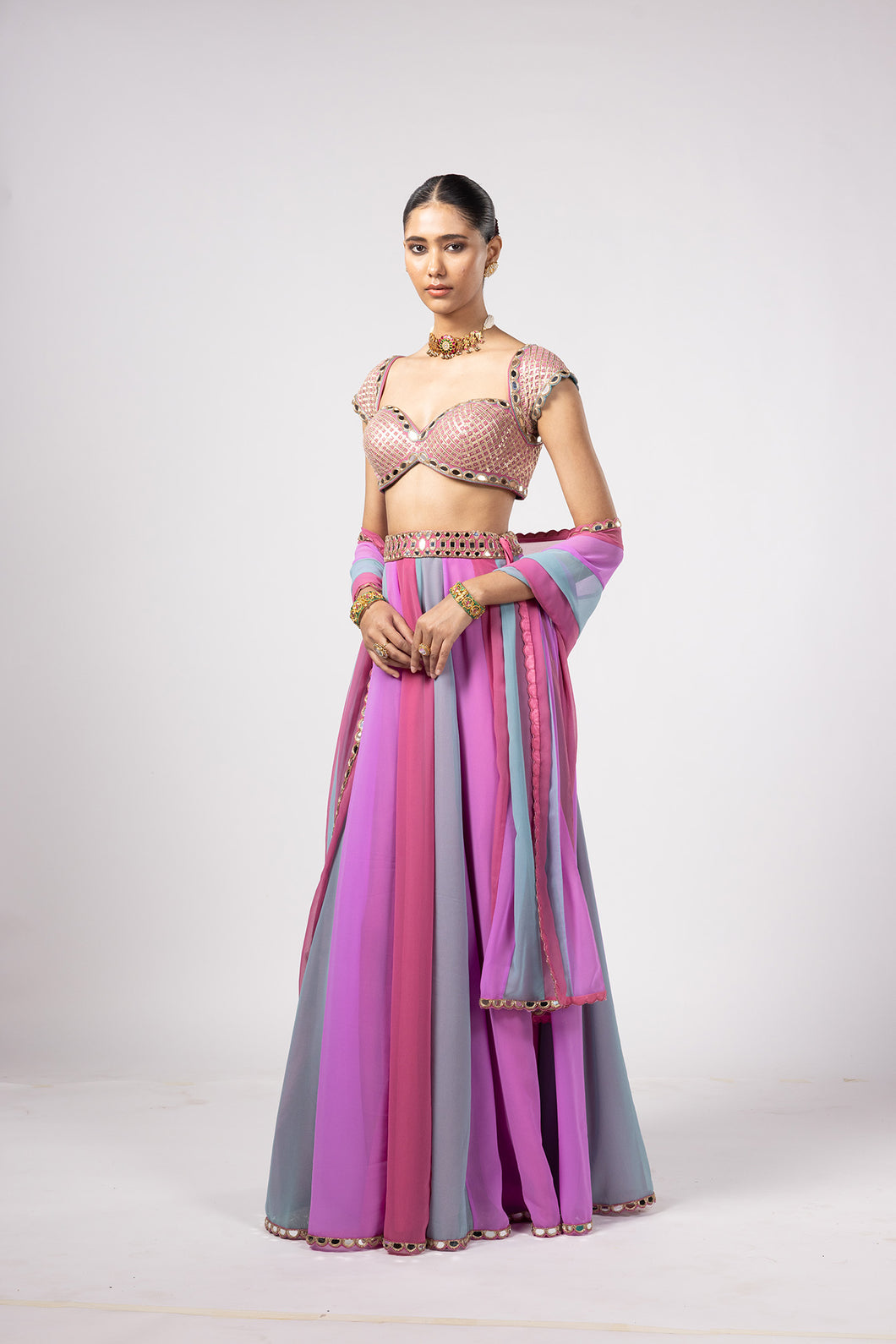 AQUA LEHENGA PANTS SET