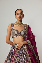 Load image into Gallery viewer, TEAL WINE MULTICOLOR LEHENGA SET WITH WINE DUPATTA
