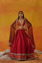 Load image into Gallery viewer, Maroon tafta silk lehenga choli set
