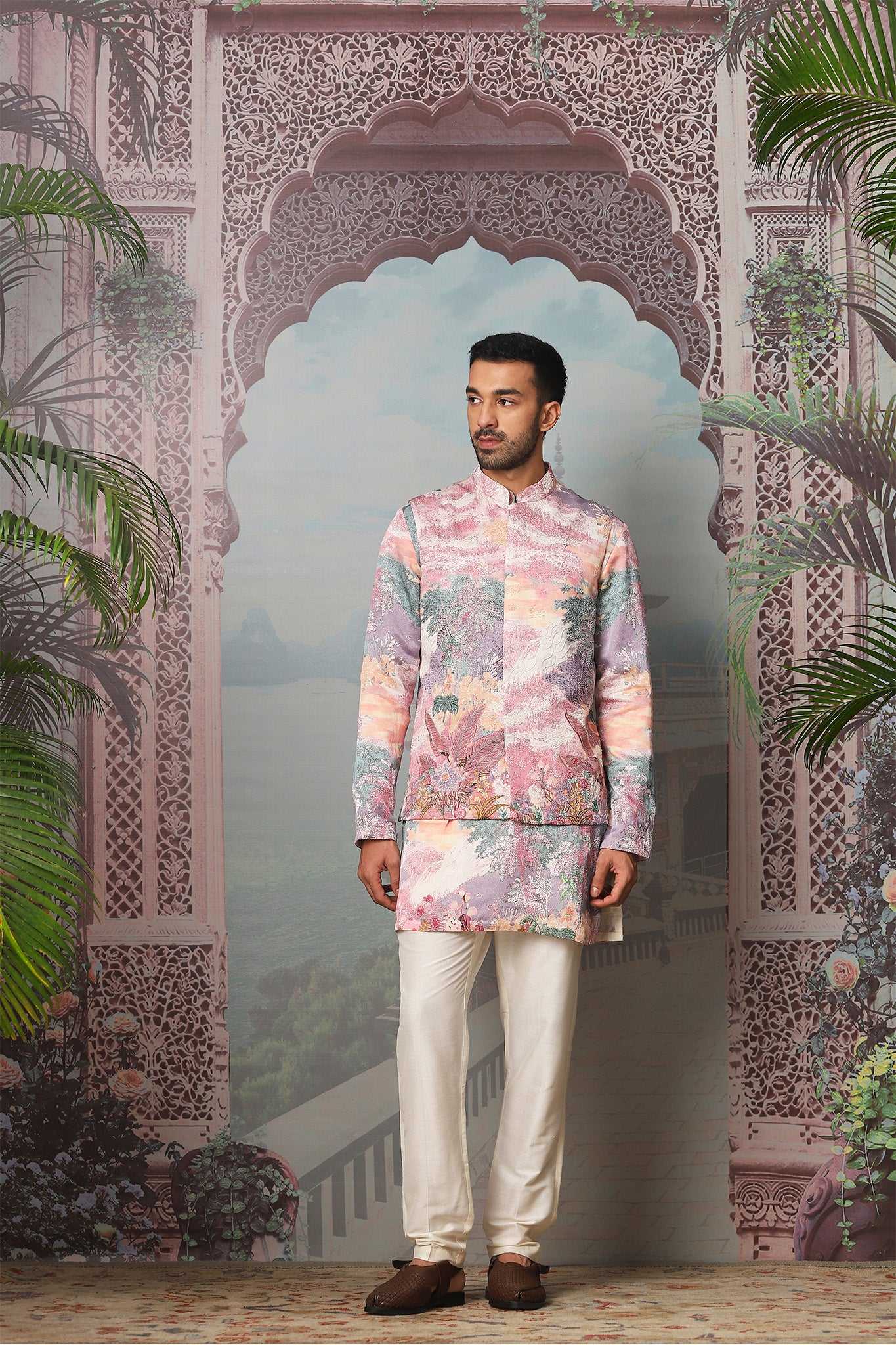 Floral Dream Printed Embroidered Kurta Bundi Set