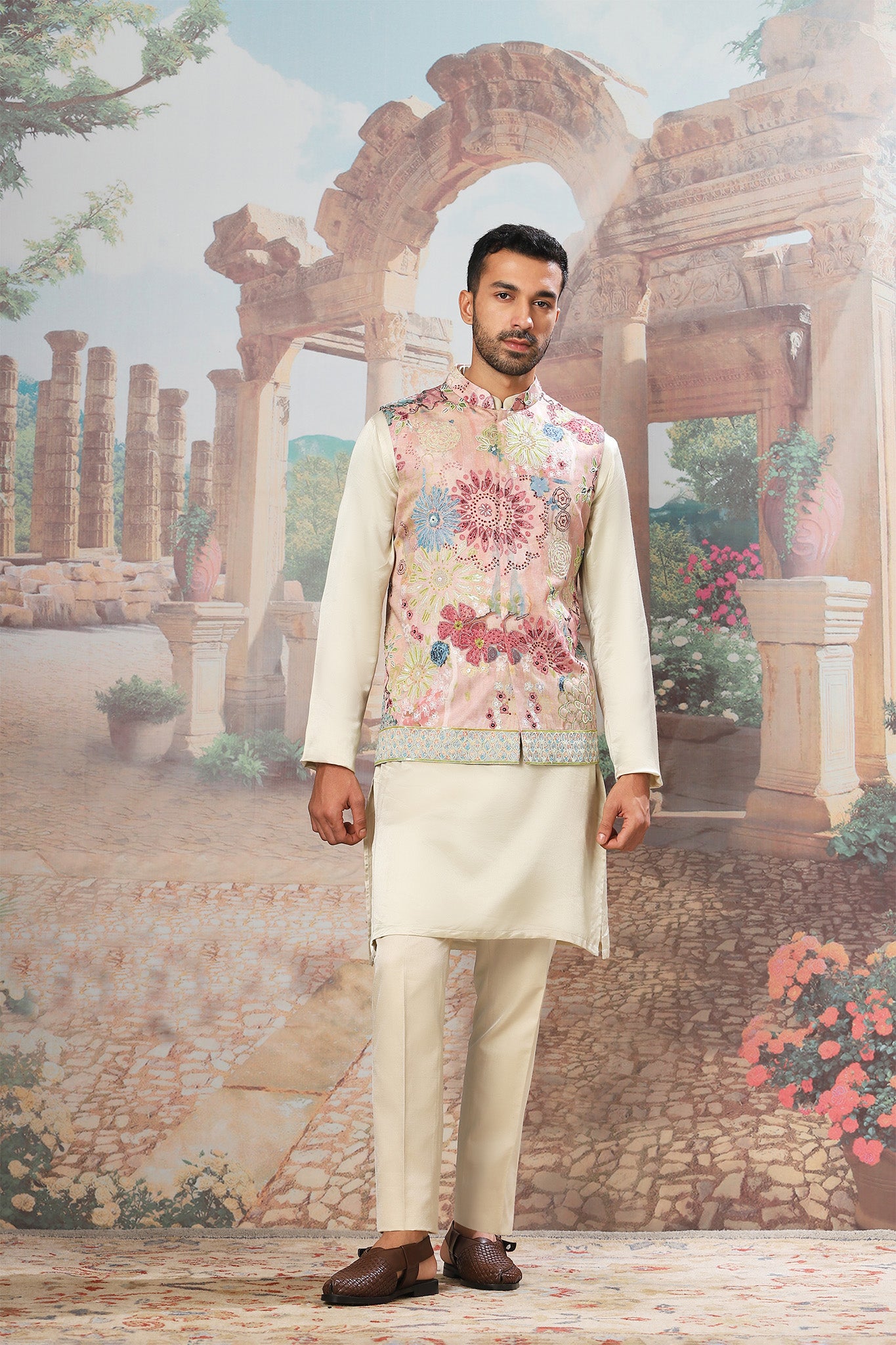 Primrose Gardenia Embroidered Kurta Bundi Set