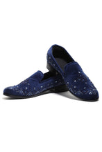 Load image into Gallery viewer, Celestial Navy Velvet Slip-Ons
