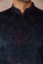 Load image into Gallery viewer, Maroon Velvet Embroidered Bundi with Chanderi Silk Kurta Set
