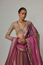 Load image into Gallery viewer, MUD MAUVE MULTICOLOR LEHENGA WITH V NECK BLOUSE
