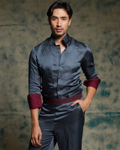 Load image into Gallery viewer, Charcoal Blue Shirt Set
