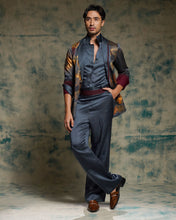 Load image into Gallery viewer, Charcoal Blue Hand painted concept blazer set
