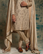 Load image into Gallery viewer, Sand Grey Linen Silk Embriodered Sherwani Set
